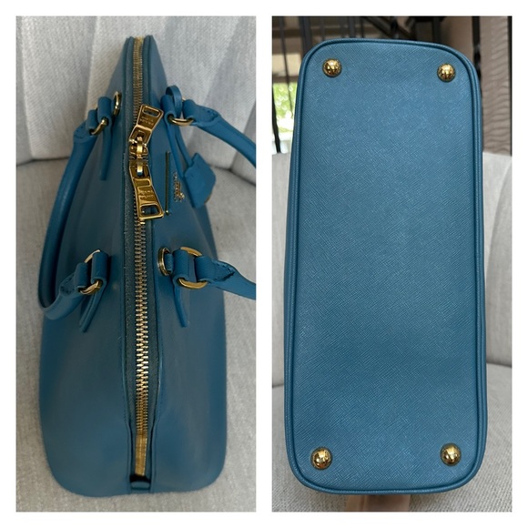 PRADA Logo Blue Saffiano Leather Tote Bag w/ auth cert - Picture 9 of 14